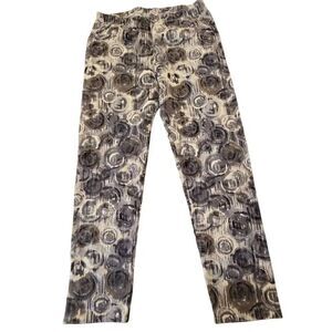 Cotton Lani Women's Gray Print Cotton Stretch Pull-On Pants Multicolor Medium